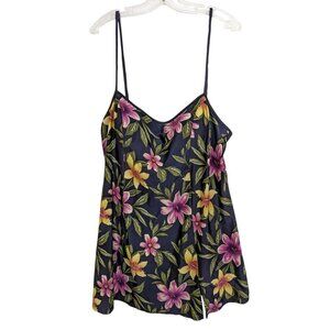 Womens Plus Size 26W One Piece Swimdress Swimsuit Colorful Tropical Floral Black